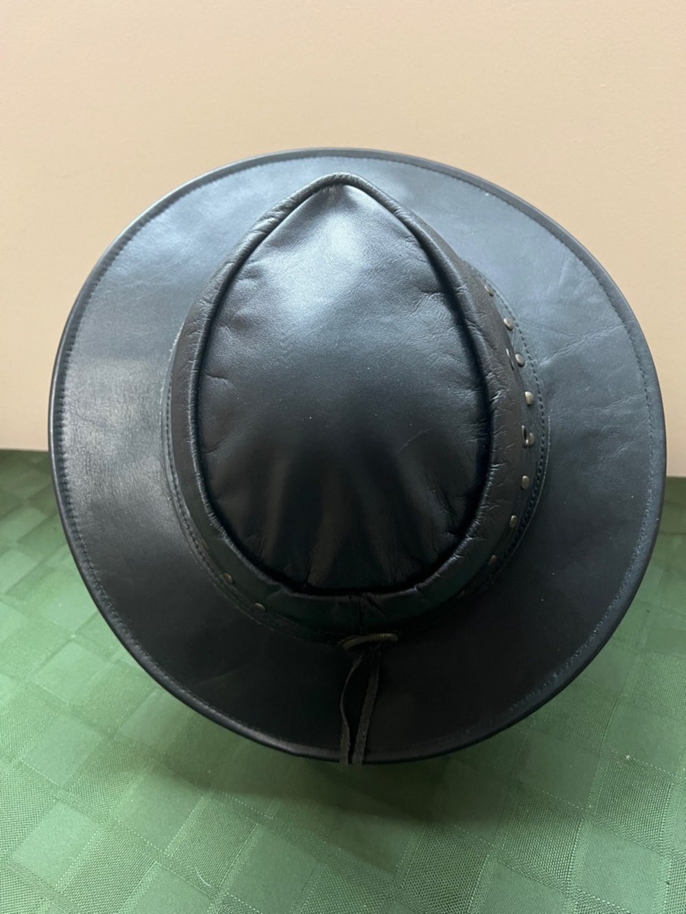 Men's Black Leather Outback Hat - Classic Ranch Style - Picture 14 of 15